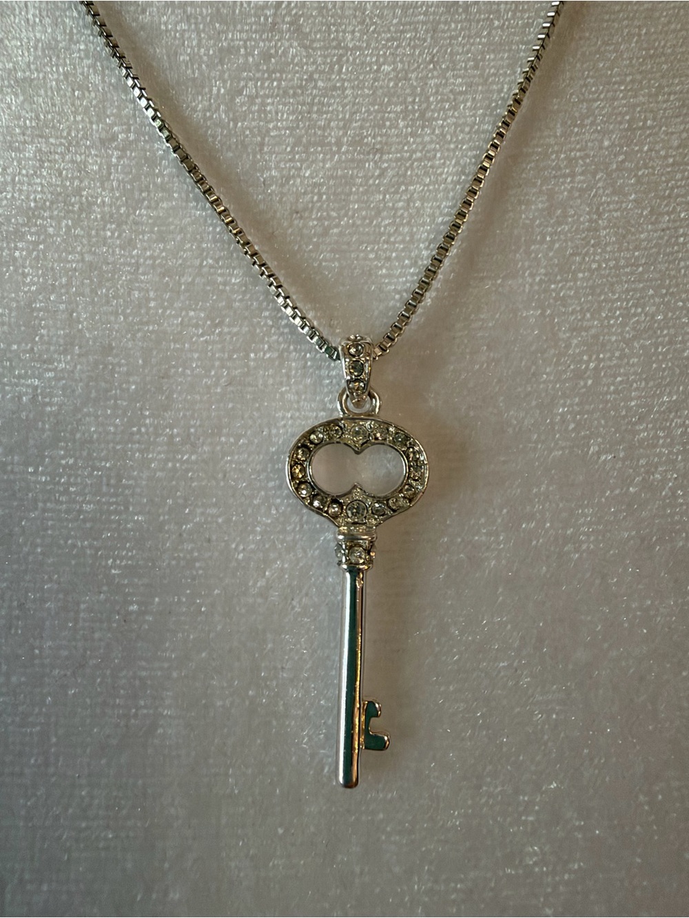 Anne Klein Silver Crystal Key Pendant Necklace